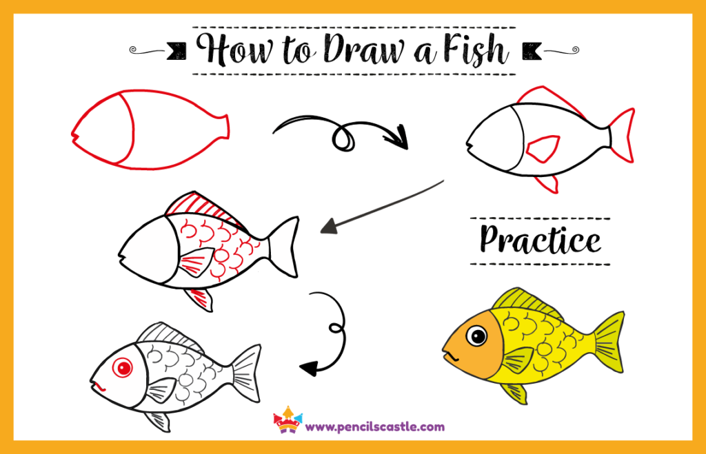 how to draw a fish