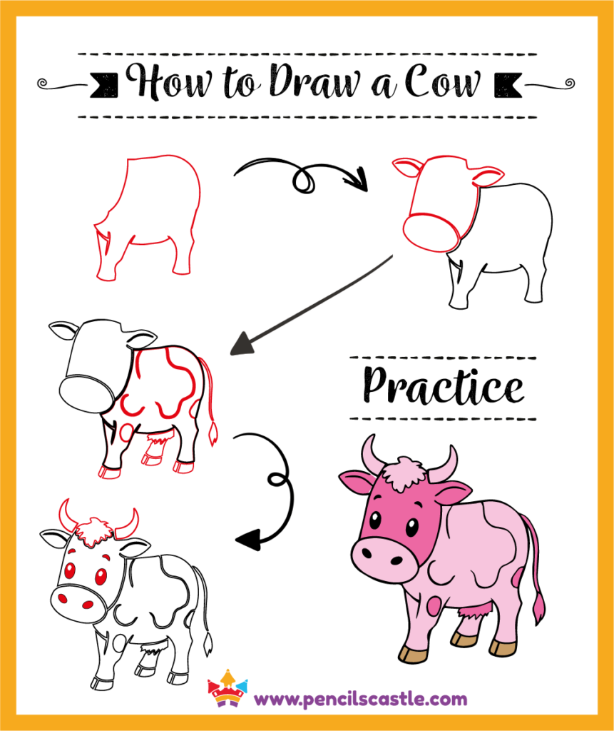 How to Draw a Cow Step by Step Tutorial