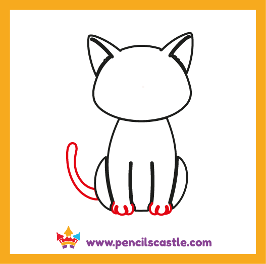 draw the cat's tail and paws