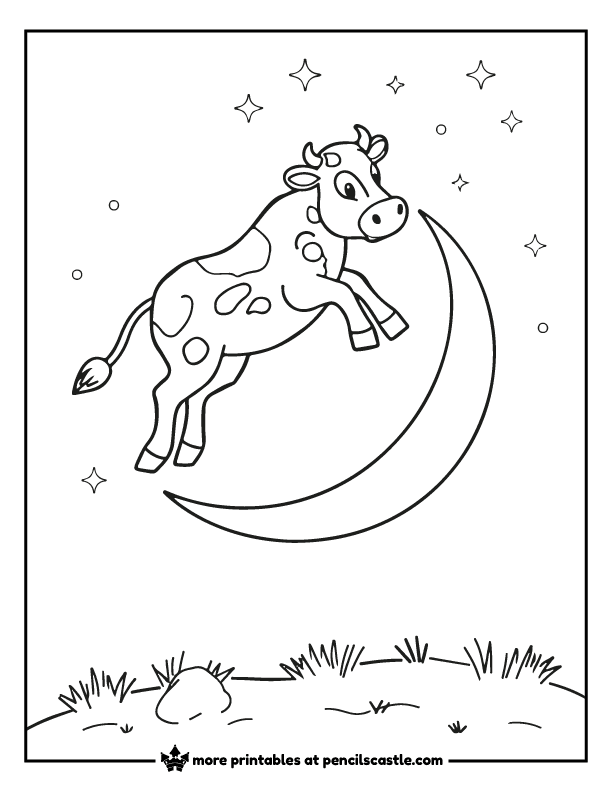 a cow jumping over the moon with stars