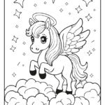 an angel horse with wings and a halo