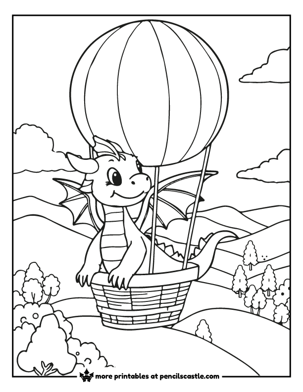 a dragon on a hot air balloon