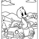 a duck on a car coloring page