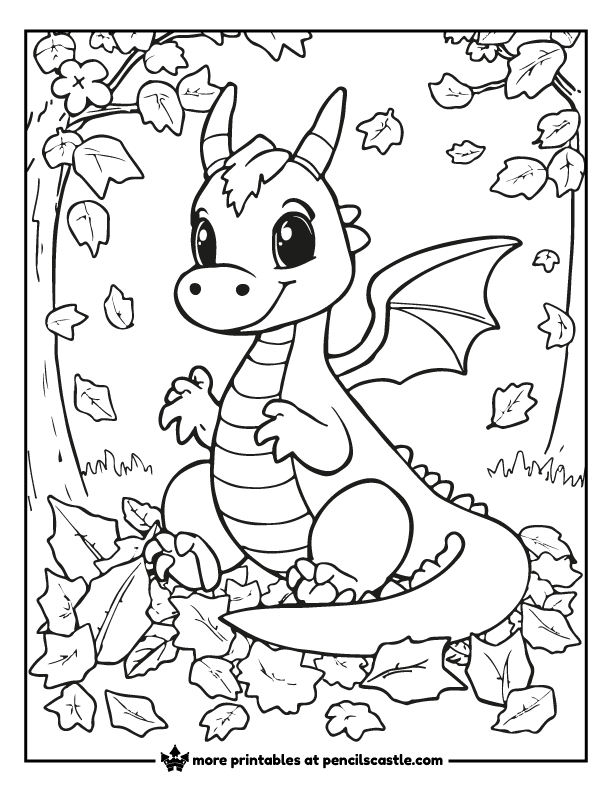 a dragon with autumn leaves