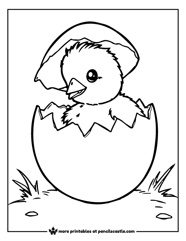 baby chick cracking out of egg coloring page