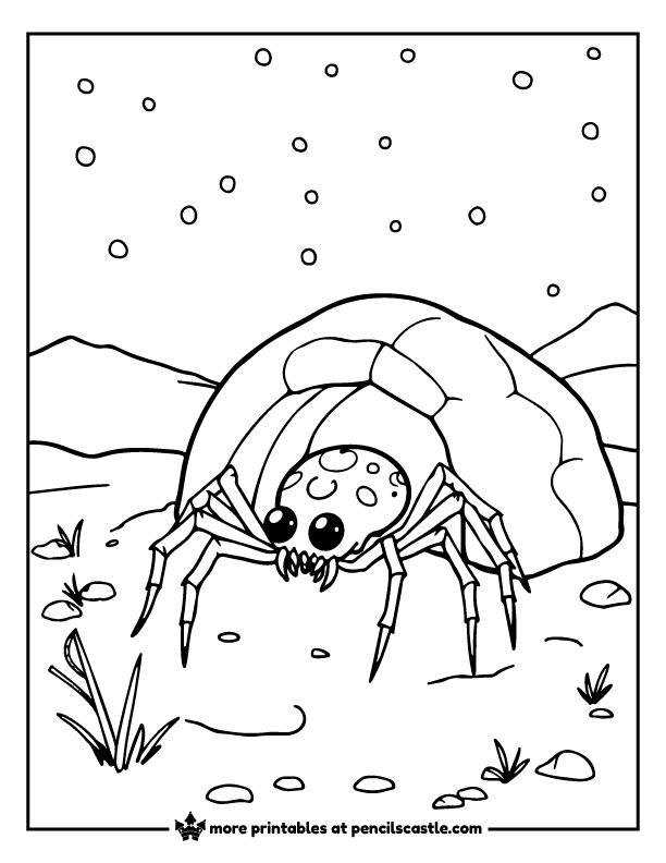 spider next to an igloo under the snow coloring sheet