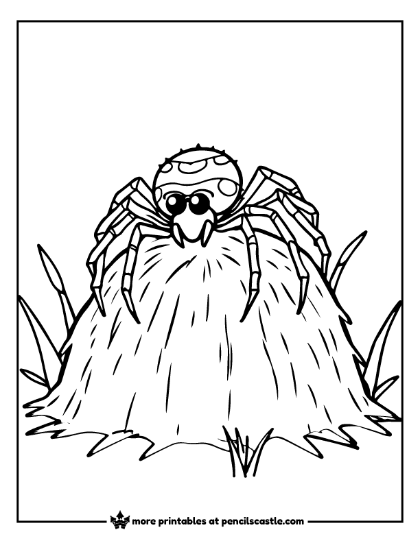 spider sitting on a haystack coloring sheet