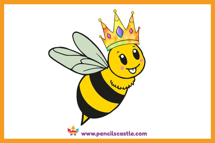 Bee drawing wearing a crown