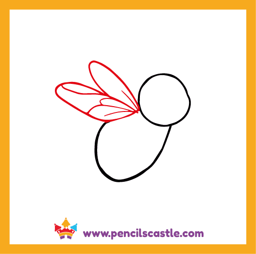 Draw the wings of the bee