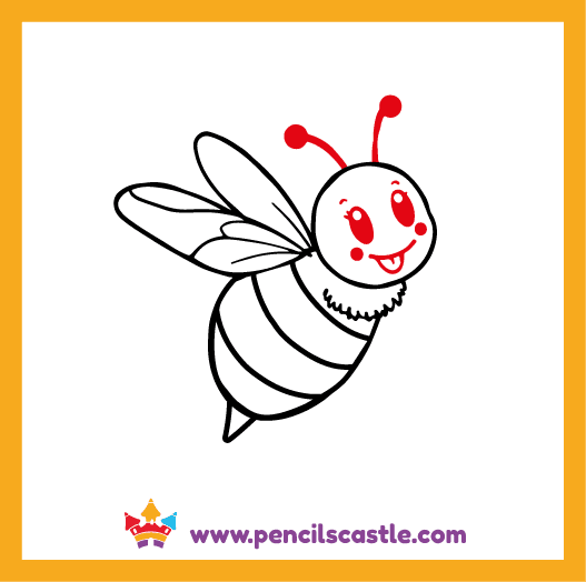 Draw the antennae and face details of the bee