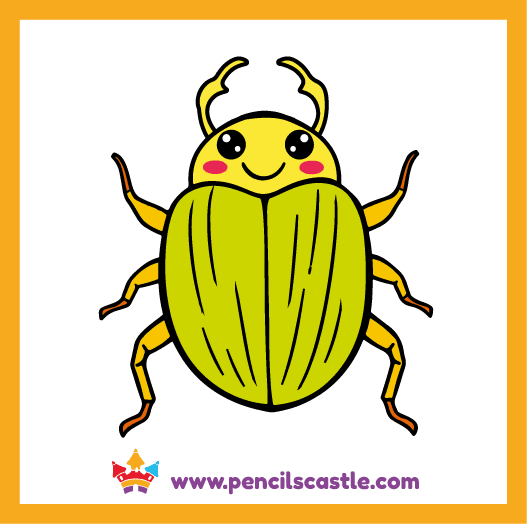 Color your cute beetle drawing