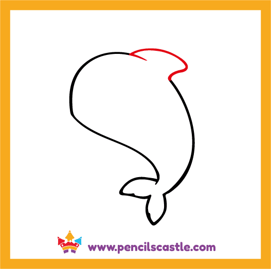 Draw the dolphin's dorsal fin