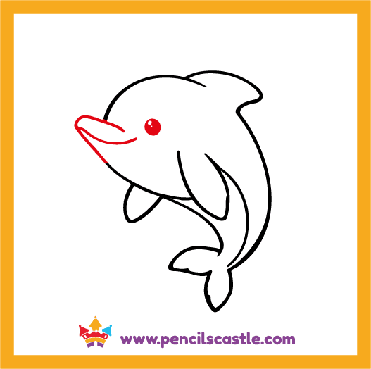 Draw the face details of the dolphin