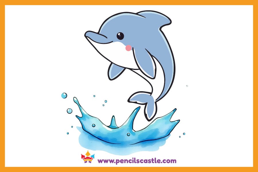 Dolphin drawing jumping out of water