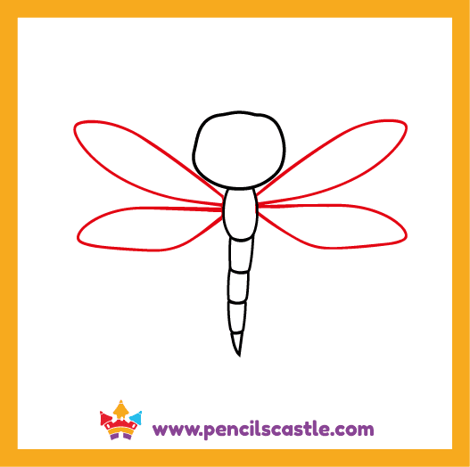 Draw the dragonfly's wings