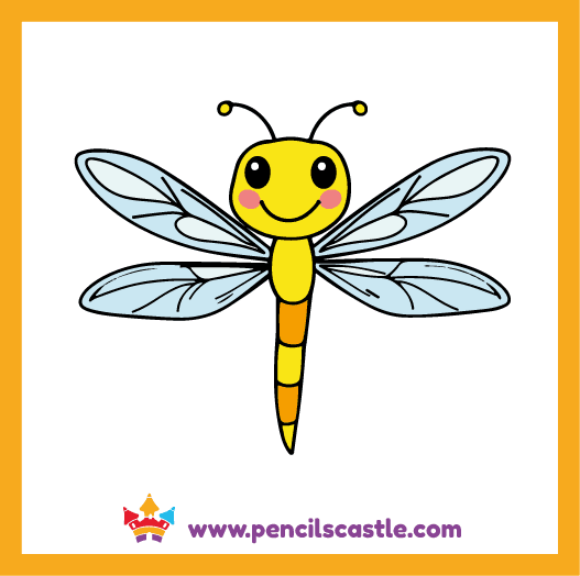Color your cute dragonfly drawing