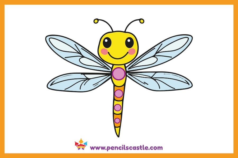 Dragonfly drawing with spots on the body