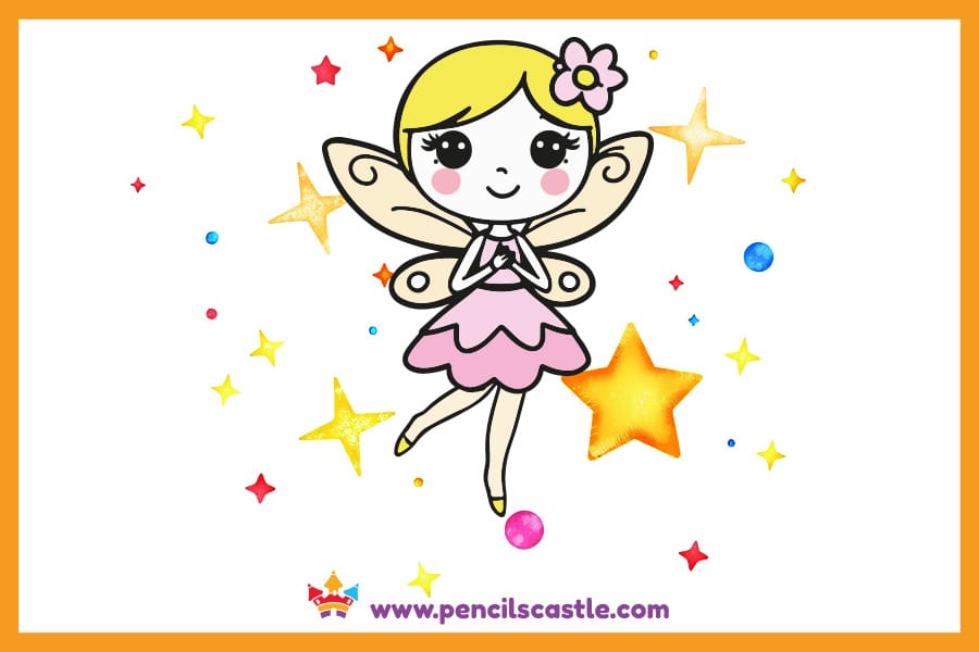 fairy drawing surrounded by sparkles