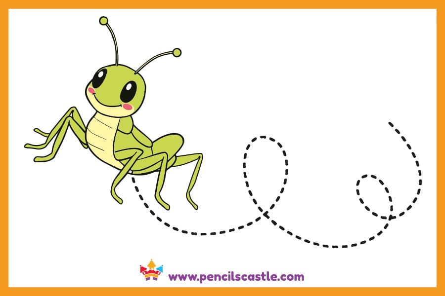 Grasshopper drawing with a dotted line trail