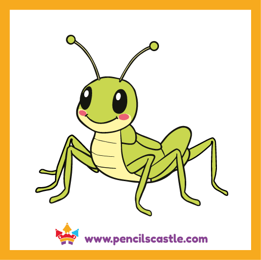 Color your cute grasshopper drawing