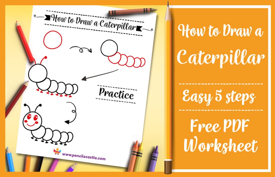 How to draw a caterpillar printable PDF practice worksheet