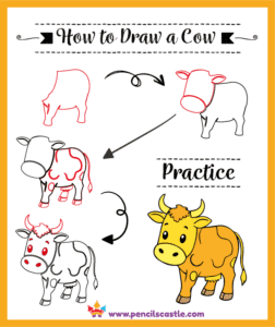 how to draw a cow, easy step-by-step drawing