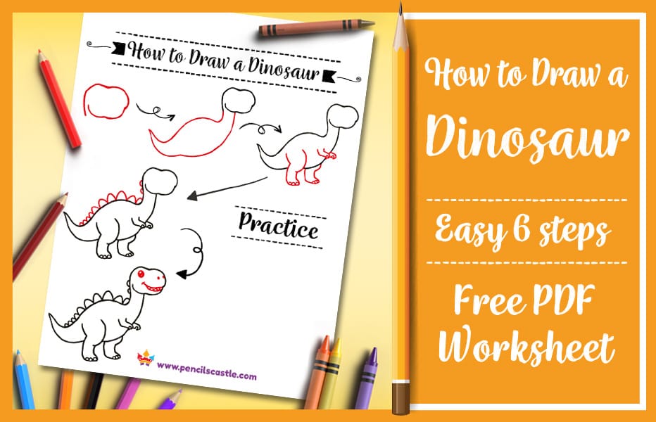 how to draw a dinosaur printable pdf practice worksheet