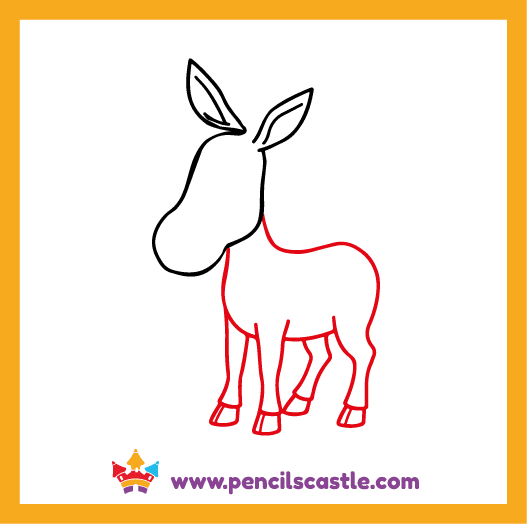draw the body shape and legs of the donkey