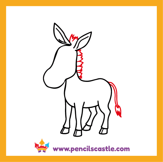 add the donkey's mane and tail