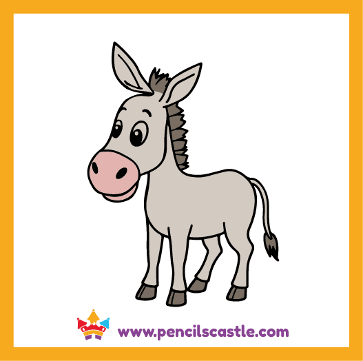 color the cute donkey drawing