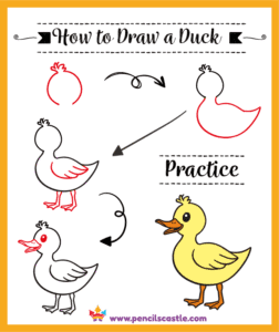 how to draw a duck, easy step-by-step drawing