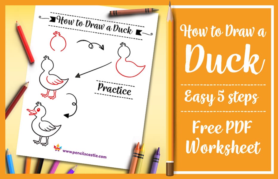 how to draw a duck pdf practice worksheet with pencils and crayons