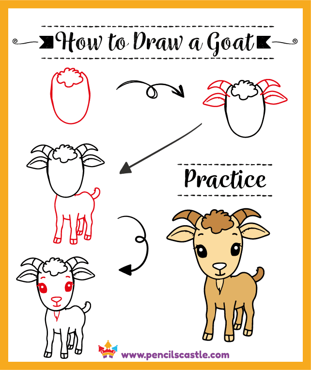 how to draw a goat, easy step-by-step drawing