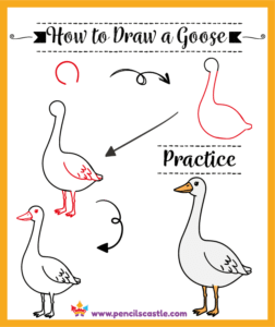 how to draw a goose, easy step-by-step drawing