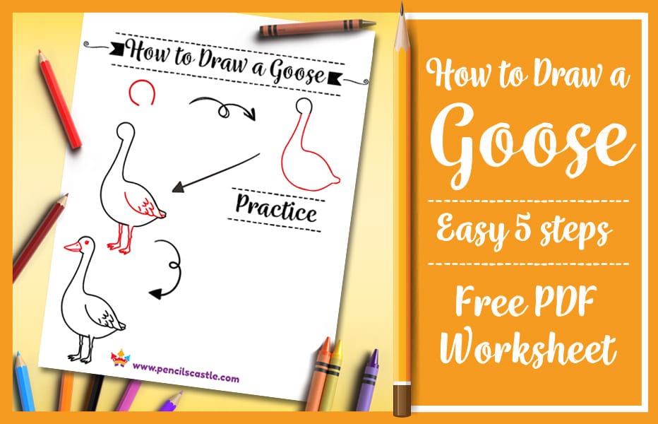 how to draw a goose pdf practice worksheet with pencils and crayons