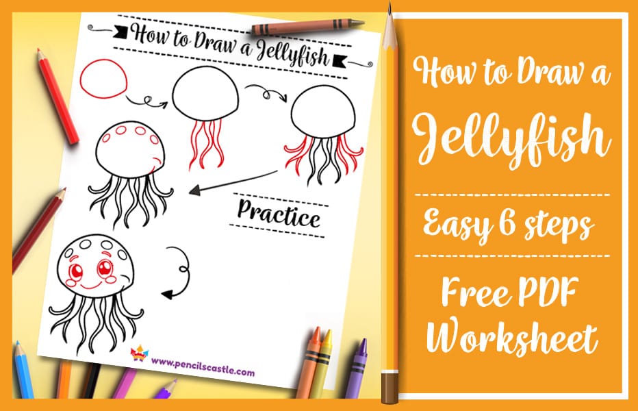 How to draw a jellyfish printable PDF practice worksheet