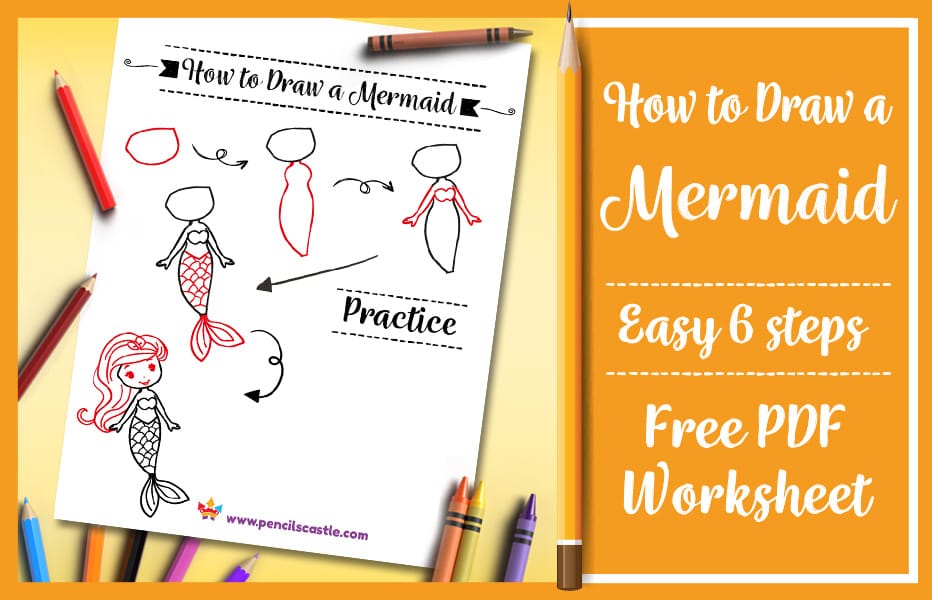 how to draw a mermaid printable pdf practice worksheet