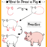 how to draw a pig, easy step-by-step drawing