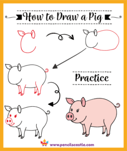 how to draw a pig, easy step-by-step drawing