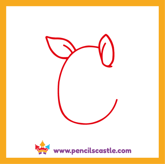 draw the pig's head and ears
