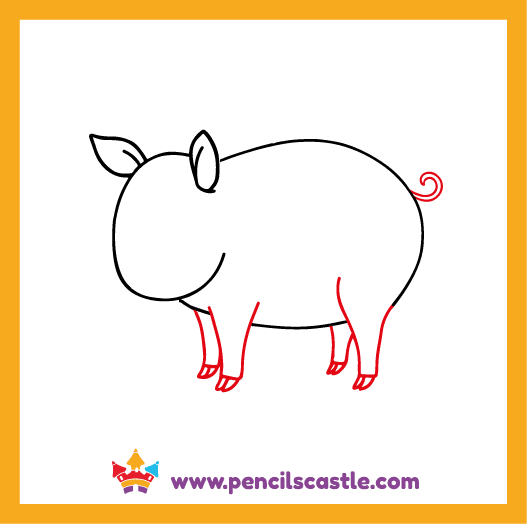 add the pig's legs and tail