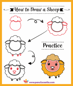 how to draw a sheep, easy step-by-step drawing