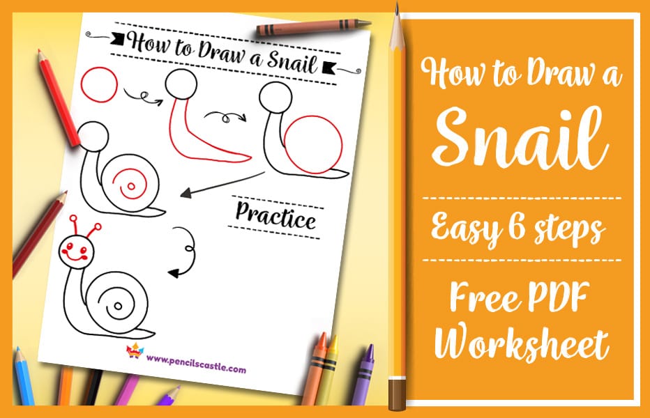 How to draw a snail printable PDF practice worksheet