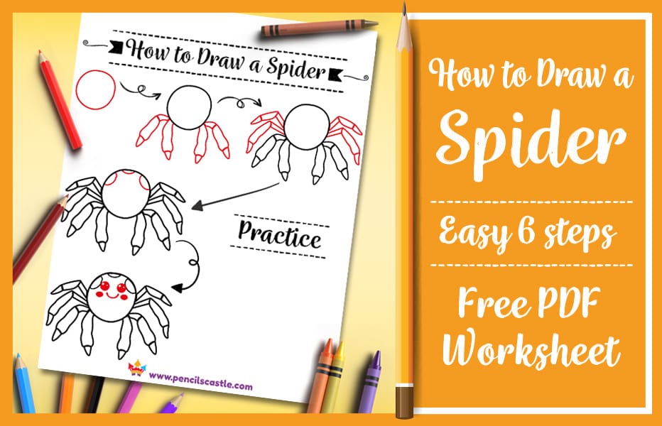 How to draw a spider printable PDF practice worksheet