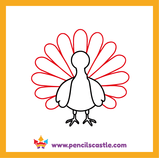add the tail feathers of the turkey