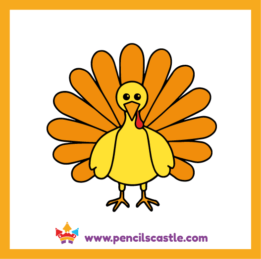 color the cute turkey drawing