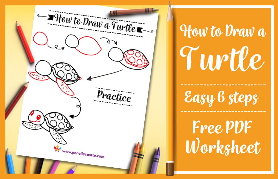 How to draw a turtle printable PDF practice worksheet