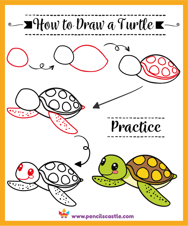 How To Draw A Turtle Easy Drawing For Kids FREE PDF Pencils Castle How To Draw A Turtle Easy Drawing For Kids FREE PDF Pencils Castle