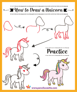 how to draw a unicorn, easy step-by-step drawing