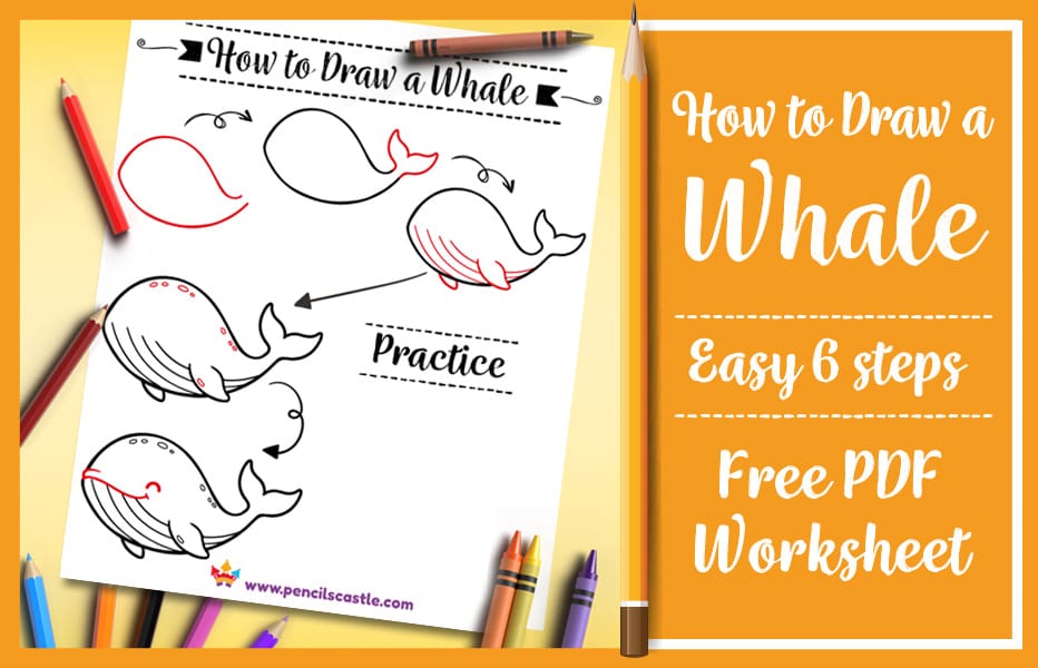 How to draw a whale printable PDF practice worksheet